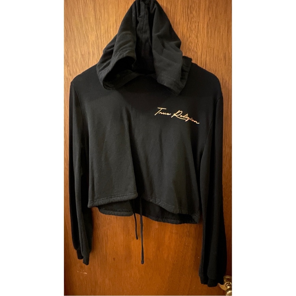 True Religion Black Cropped Hoodie